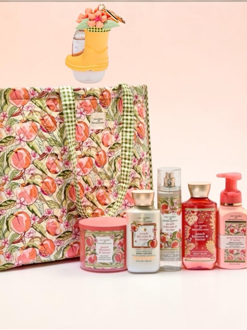 🎉6-Pc BBW x Vera Bradley Peach Blossom Nectar Exclusive Tote + gift 🎁 SOLD OUT